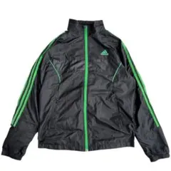 00s adidas ナイロンジャケット ブラック 緑 M Y2K テック 短丈