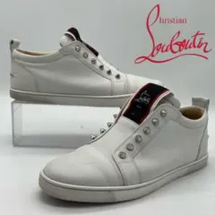 ルブタン　スパイク　スリッポン　レザー　ホワイト　白　スニーカー　40 1/2