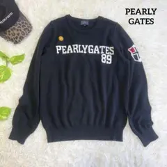 【パーリーゲイツ】美品 ニットセーター ニコちゃん ネイビー 0 レディース