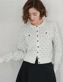 ur's 新品 ホワイト ドット柄 カーディガン 長袖