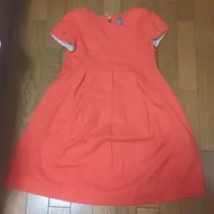 オレンジ 半袖 ワンピース 11-12歳