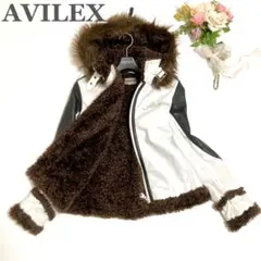 y2k AVIREX ライダース レザージャケット ボアジャケット ロゴ刺繍