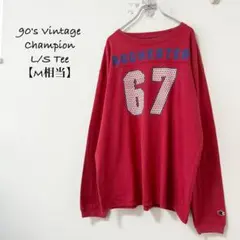 90s★Champion/チャンピオン★長袖Tシャツ★ロンT★赤青白★ドット★M