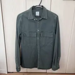 ZARA リラックスフィット グリーンシャツ デニムシャツ