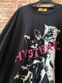 ヒステリックグラマー猫ニャンコ柄オーバーサイズTシャツブラック