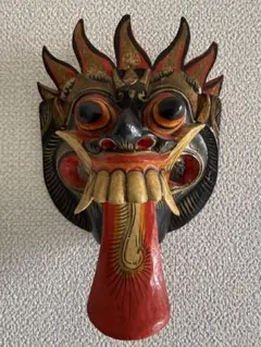 魔除け】バリ島 木彫り バロン お面 マスク 壁掛け アジアンインテリア