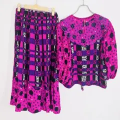【美品】Diane Fries ダイアンフレイス　総柄　セットアップ　シルク