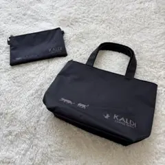 カルディ　KALDI ねこの日バッグ トートバッグポーチ付き　ブラックのサムネイル