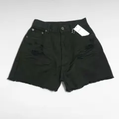 ブラックデニムショートパンツ M 夏の人気アイテム　リゾートにも◎ハイウエスト
