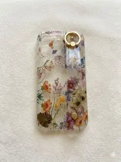 iPhone 15 Pro ケース ボタニカル 花柄 バンド リング付き