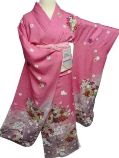 A47美品 振袖単品　【桜】正絹　卒業式　成人式　花見会