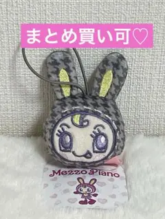 メゾピアノ フェイスマスコット ベリエちゃん ブラック 千鳥格子柄