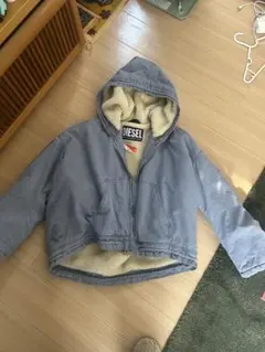 DIESEL ディーゼル ボアジップパーカー ブルーグレー 裏ボア フード付