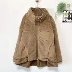 【ハッシュパピー】 ボアブルゾン L アウター 切り替え ブラウン カジュアル