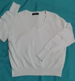 春　シルク　綿ニット　セーター　生成色　L