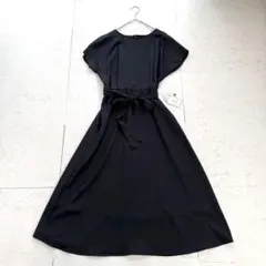 新品 ロペピクニック 麻調ドルマンTシャツワンピース 38 ネイビー リボン