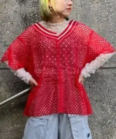 Candy stripper CUT OFF SLEEVE MESH トップスのサムネイル