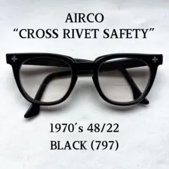 70s AIRCO クロスリベット サングラス セーフティグラス 48/22 黒 