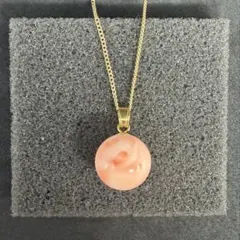 【大玉15mm】桃色珊瑚 ネックレス ペンダント マーブル ピンク