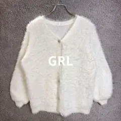 GRL ビジューボタンフェザーニットカーディガン アイボリー 【サイズF】