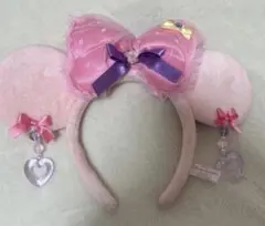 ディズニー カチューシャ ピンク リボン　水玉　イヤリング