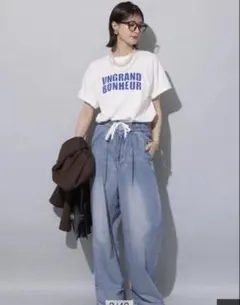 Arpege story テンセル混ドロストデニムパンツ　Sサイズのサムネイル