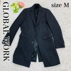 【GLOBAL WORK】グローバルワーク　チェスターコート　グレー　ウール混M