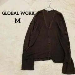 グローバルワーク Vネック ニット カーディガン ブラウン 洗える Ｍ