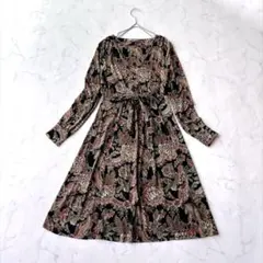 美品　ローラアシュレイ　総柄　ペイズリー　長袖ワンピース トルコ製