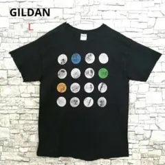 GILDAN プリントTシャツ ドット柄 バックプリントブラックＬサイズ