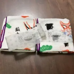 日本製和柄ガーゼハンカチ２枚セット　二重ガーゼ　綿笑 わたえみ　ミニタオル