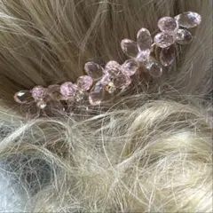 新作♡❤︎ヘアコーム59ビーズとパール付お花コームワイヤーコーム夜会巻き桜モチーフ