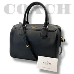 美品✨コーチ ブラック レザー 2wayハンドバッグ ショルダー ミニボストン