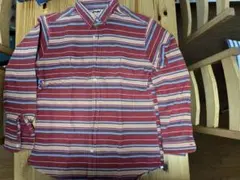 CAMCO 赤 ボーダー長袖ネルシャツ