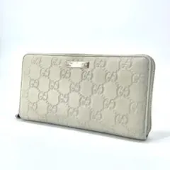 美品✨グッチ GGシマ レザー 長財布 ラウンドファスナー 金ロゴプレート