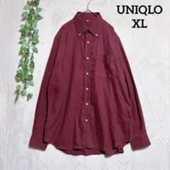 a1789 ユニクロオックスフォード長袖シャツ ボルドー XLサイズ