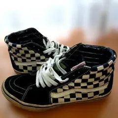 vans　バンズ　ハイカットスニーカー　ブラック　チェック柄　24cm