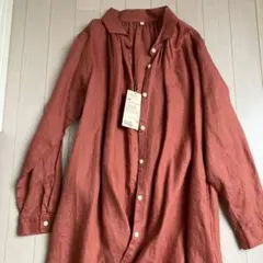 無印良品　リネン 長袖シャツワンピース