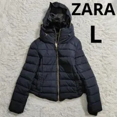 ZARA ザラ　くびれ　 ダウン　ジャケット ジップ　ブラック　2way　L