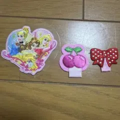 ディズニー プリンセス アイロンワッペン さくらんぼ リボン 3点セット