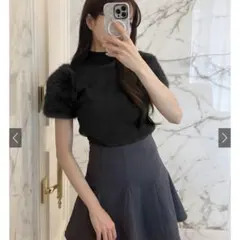 GRL グレイル ファースリーブニットトップス tu1247 ブラック　M