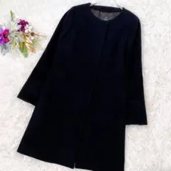 美品★【INÉD/イネド】ブラック ウール100%コート 日本製(7号/S)