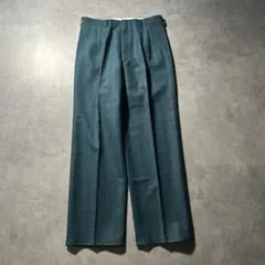 ヴィンテージ グリーン チェック ワイドスラックス ユーロ レトロ 2タック