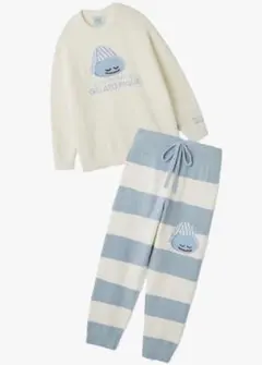 ジェラピケ　メンズ　ベビモコプルオーバー&ボーダーロングパンツセット　M