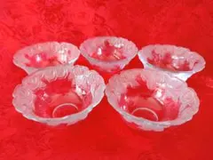 【セール3/8まで】小鉢 ガラス ローズ 薔薇 バラ ５個セット　食器
