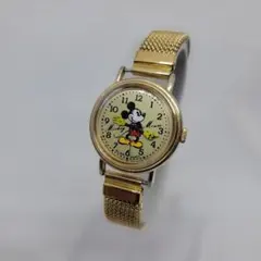 稼働　セイコーALBA ミッキーマウス クォーツ腕時計 ゴールド