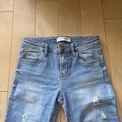 ストラディバリウス　ライトブルー ダメージ加工 スキニーデニム