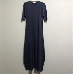 新品 シルバーグレー V半袖プリーツワンピース ☆プリーツプリーズ