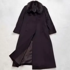 着丈117cm カシミヤ100％ ロングコート9AR ブルーフォックスファー