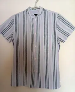 A.P.C.ストライプ半袖シャツ/ブルーパープル系/コットン/36(S)